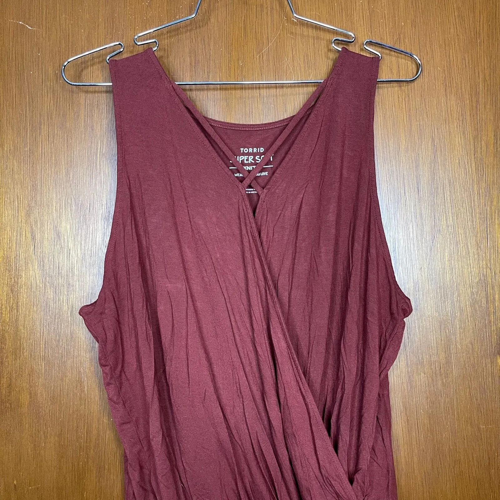 Torrid Plus Size Brick Red Super Soft CrissCross Surplice Bodysuit Size 3X - Image 3
