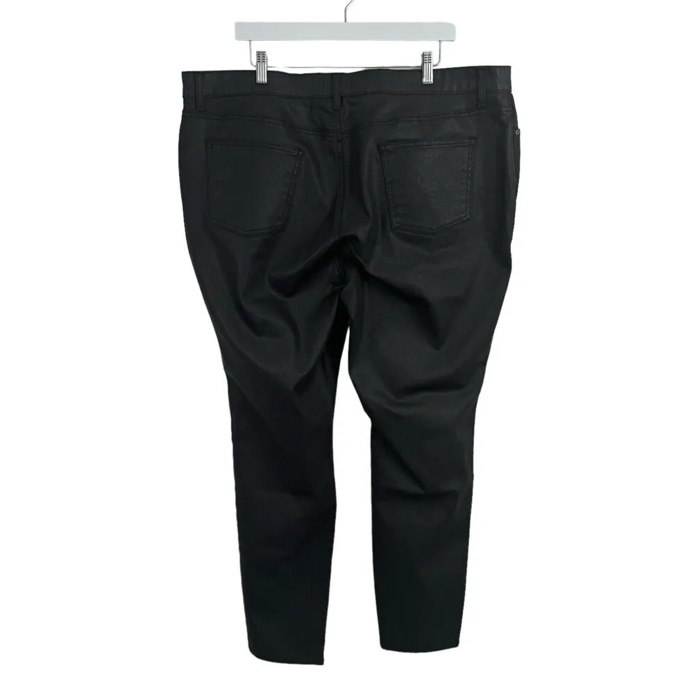 Eileen Fisher Waxed Coated Faux Leather Black Skinny Jeans High Rise Womens 20W - Image 6