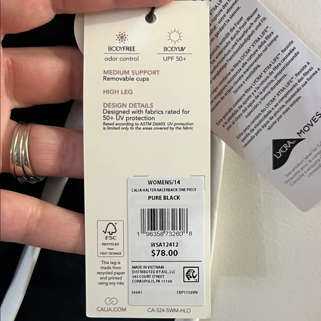 CALIA by Carrie Underwood Black One Piece Swimsuit with White Trim Size undefined - Image 2