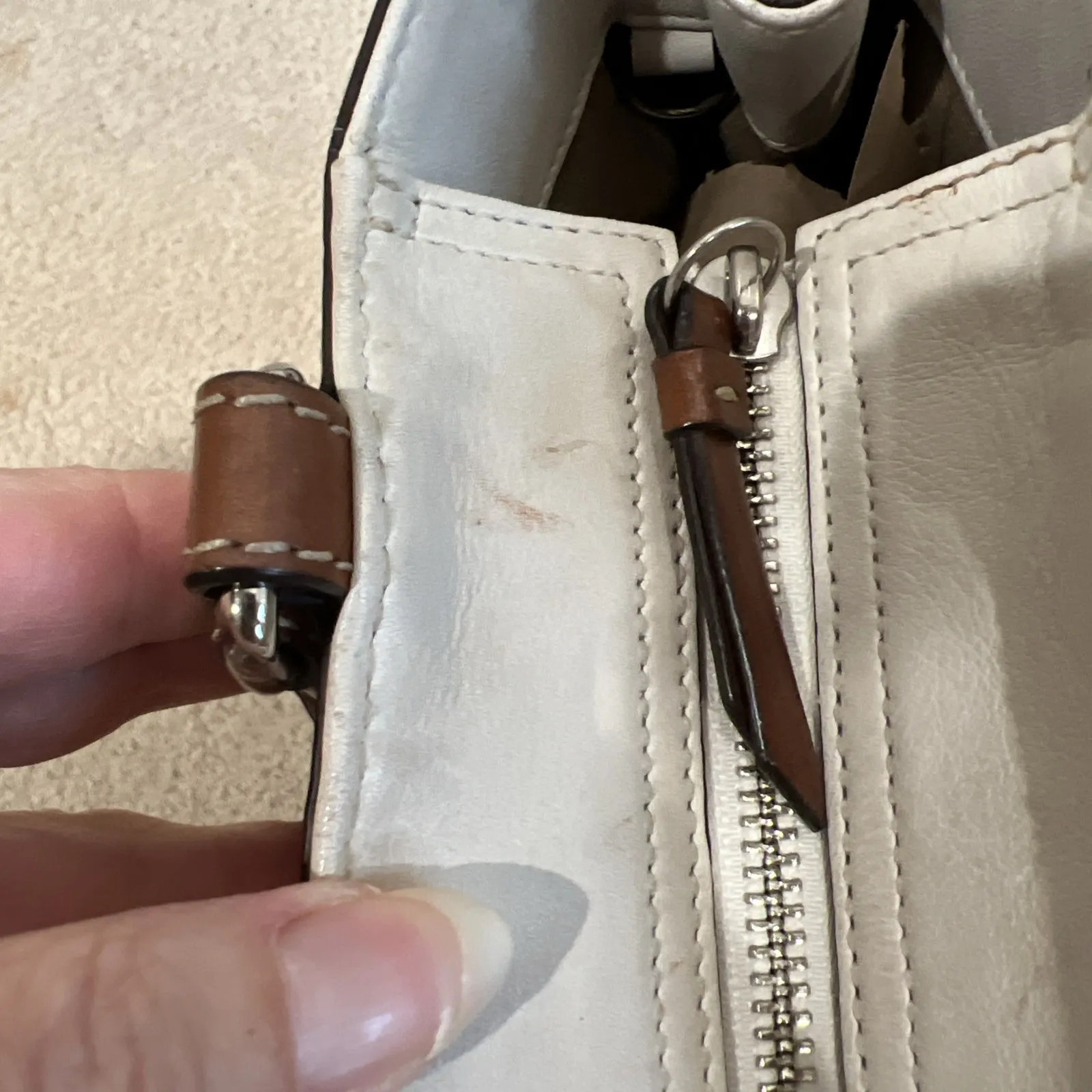 Vintage Coach K0720-F11199 Hampton Satchel White & Brown Leather Handbag Classic - Image 10