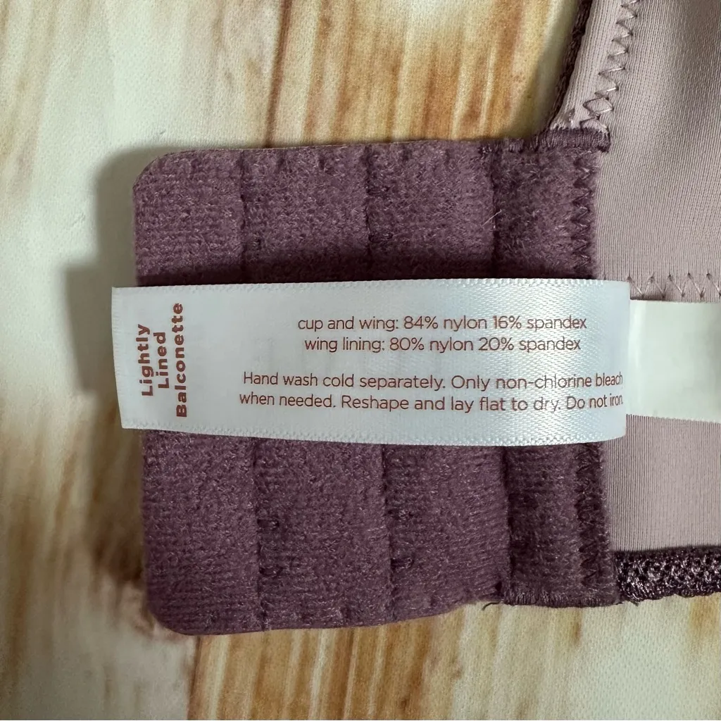 Cacique Invisible Purple Lace Backsmoother Lightly Lined Balconette Bra 38DD - Image 15