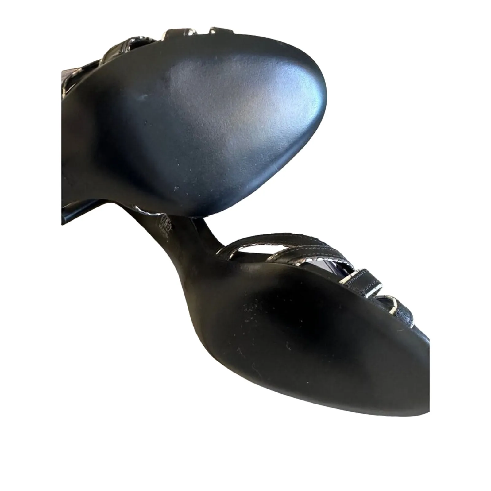 Coach Meg Matte Calf/Land Snake Heels Black-White size 8.5 kitten heel - Image 10