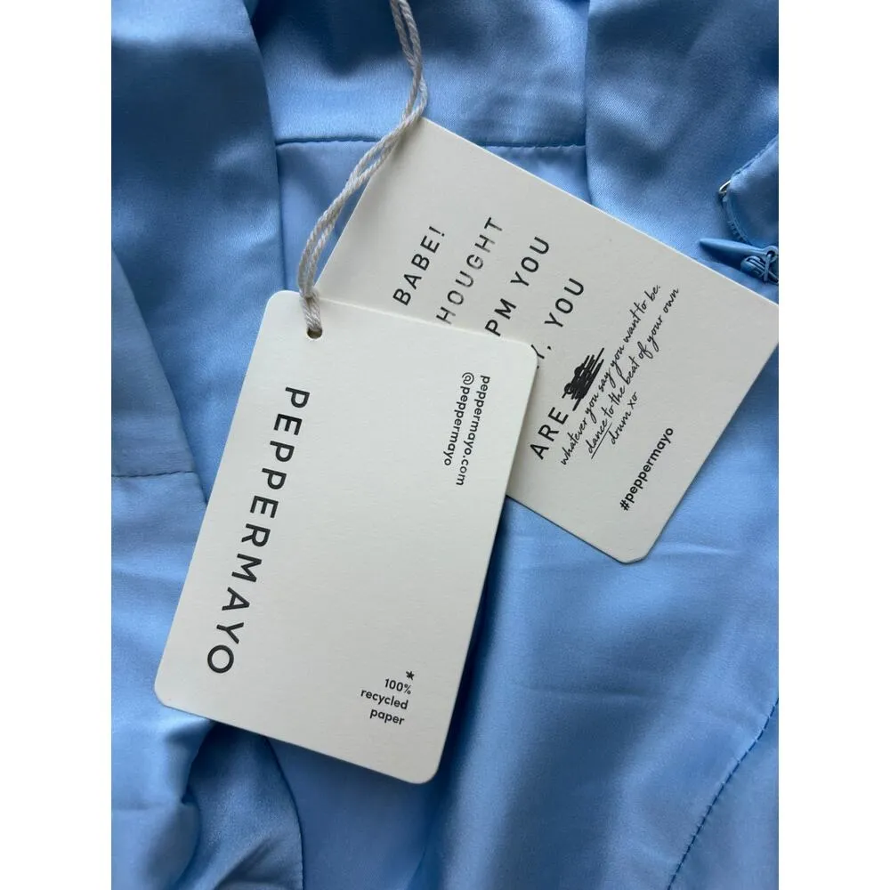 Odette Satin Blue Mini Dress US Size 4 - Image 11