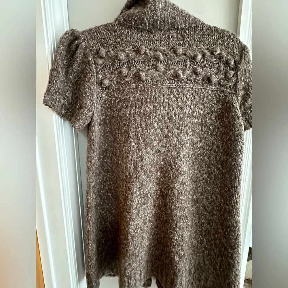 Kenzie Pretty Wool Blend Button Up Sweater coat Vest unique knit Brown XL - Image 6