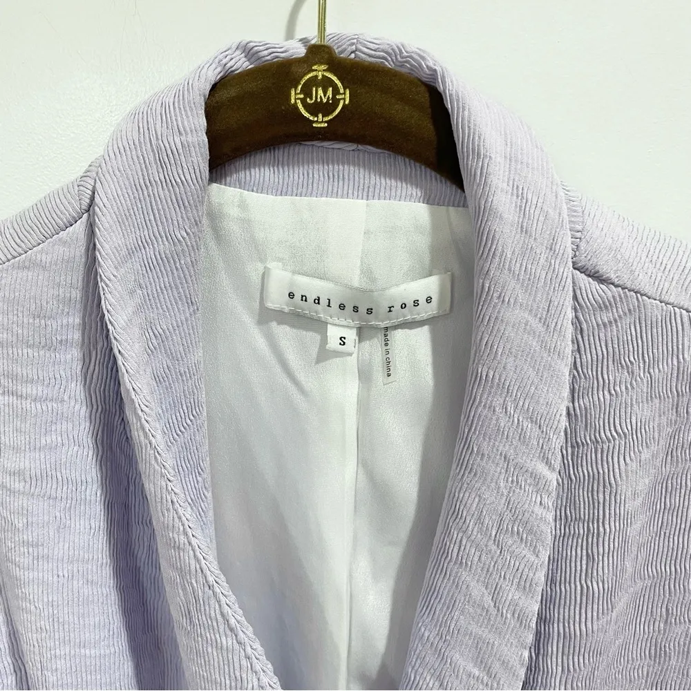 Like New Lavender Endless Rose longline blazer w/ polka dot ruffle sleeve - Image 10