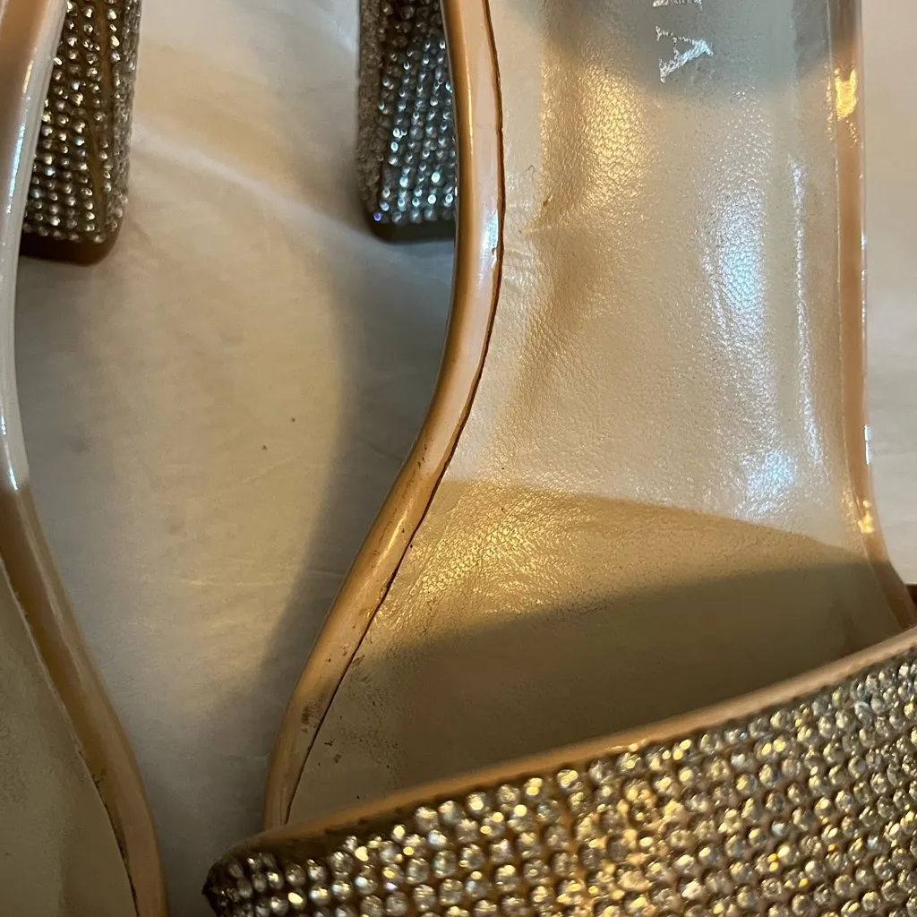 VERSONA (8.5) RHINESTONE ANKLE STRAP 4 INCH HEELS‎ PREOWNED - Image 7