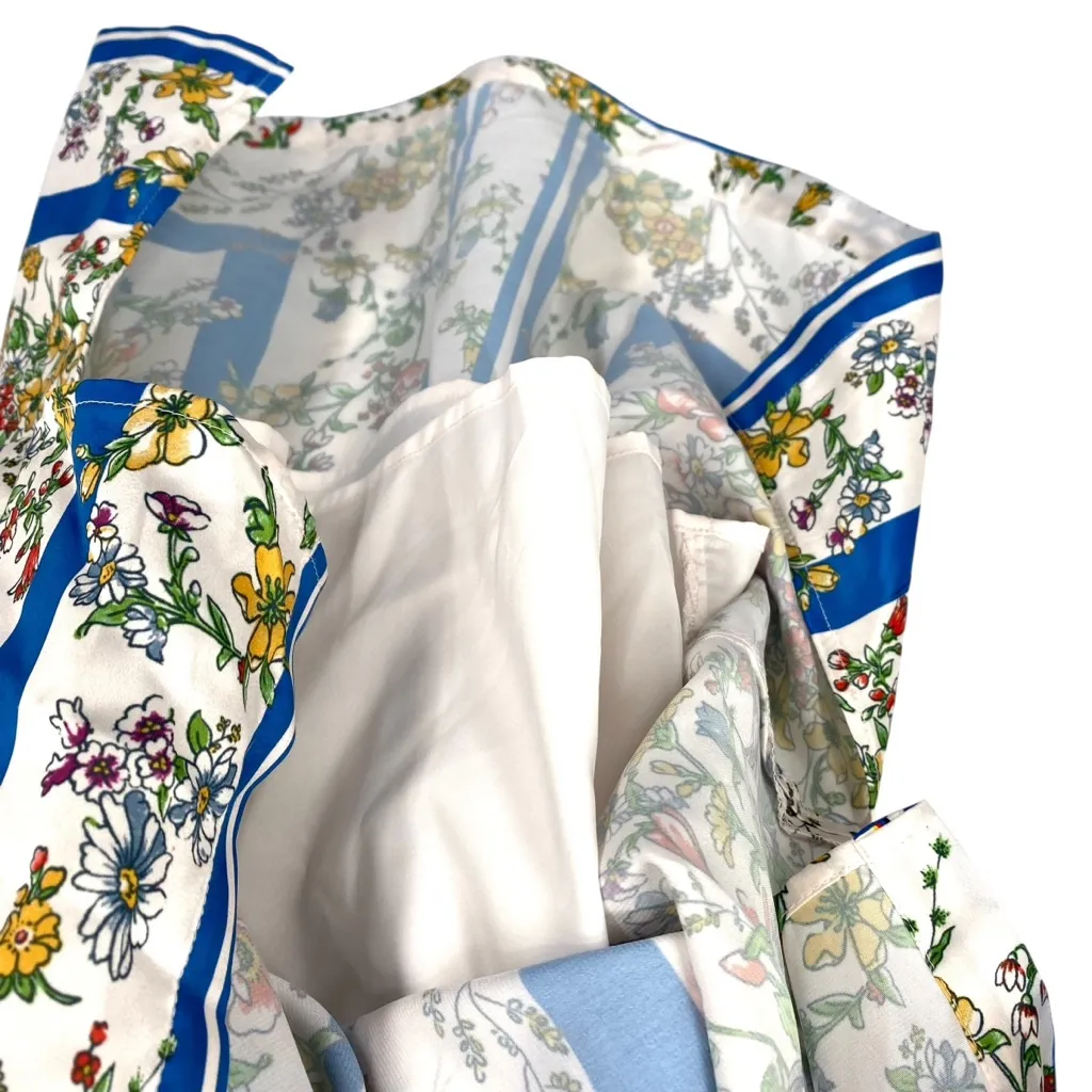 ModCloth Sunlit Reverie Blue Floral Satin A-Line Dress - Image 13