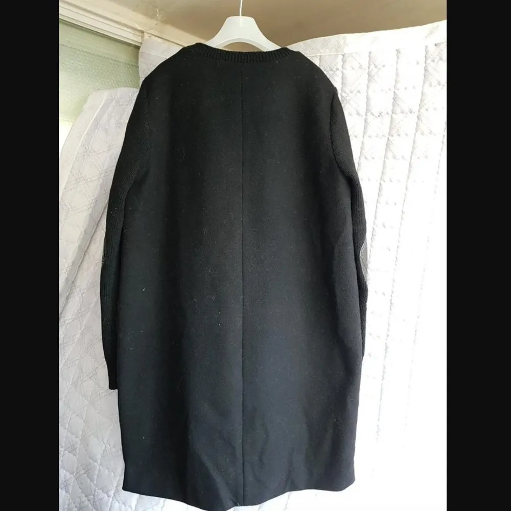 Catherine Malandrino Long Puffer Coat US S 55 KR Goose Down Padding Knit Black - Image 9