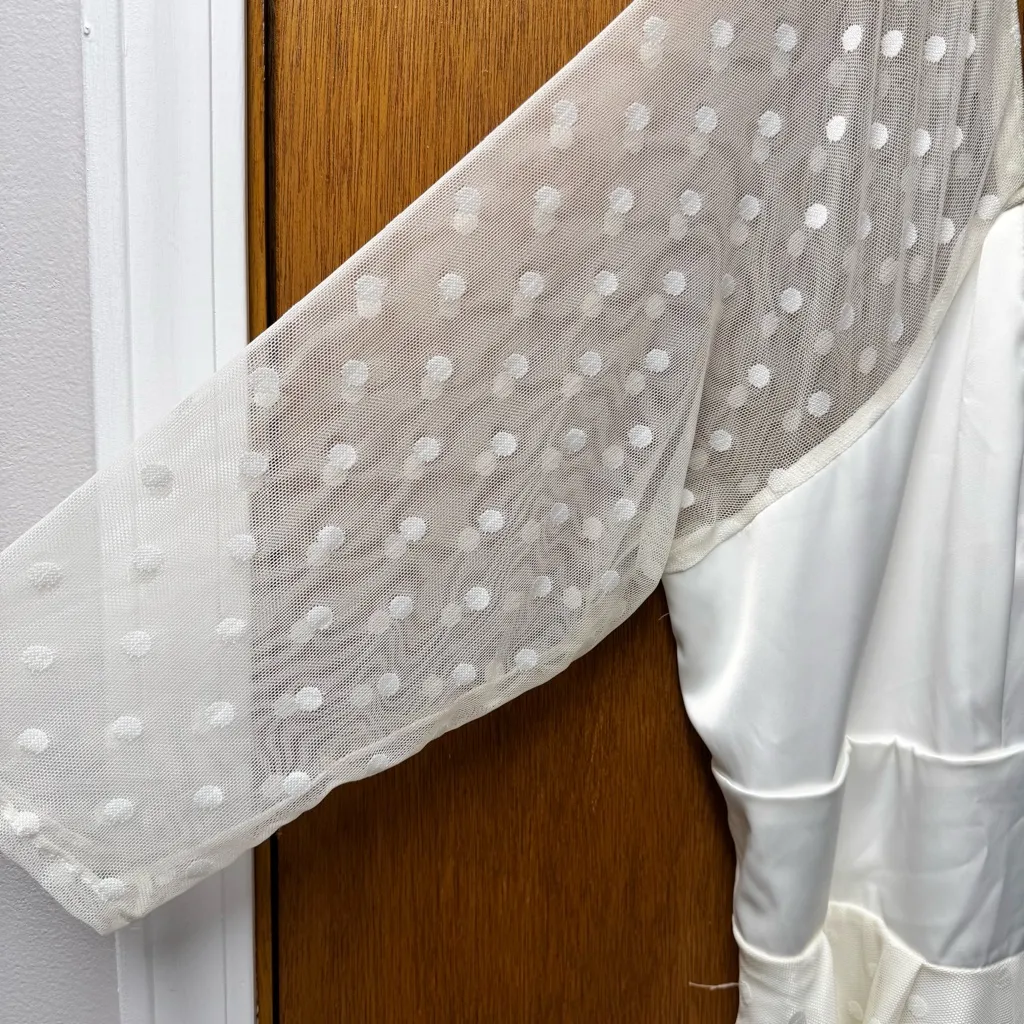 NEW Unique Vintage Polka Dot Lamar Bridal Swing Midi Dress Ivory White 5X NWT - Image 5