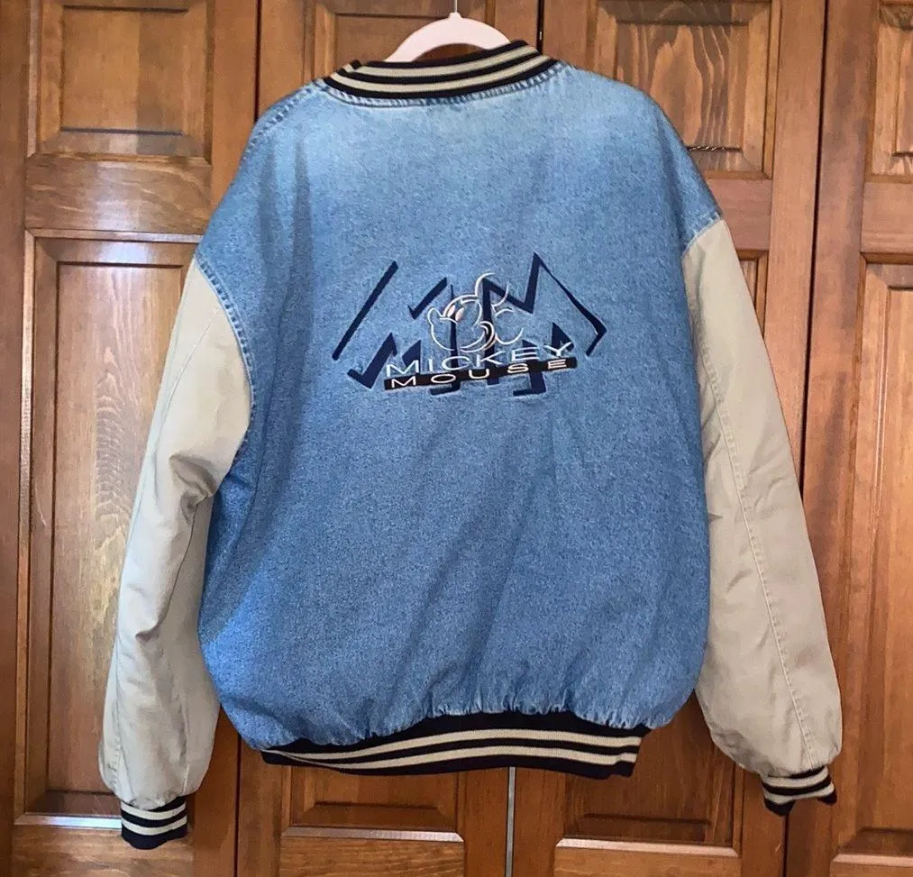 Disney Vintage Mickey Mouse Bomber Denim Jacket - Image 2