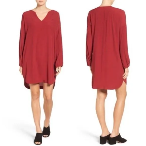 Madewell Red Du Jour 3/4 Sleeve Tunic Dress Brick Red Shift Women’s Size Small - Image 2