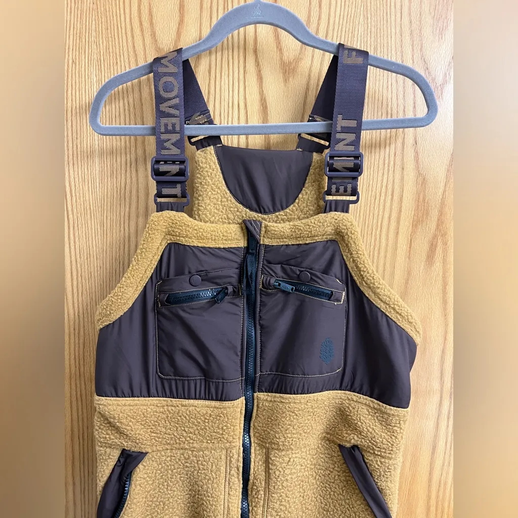 Free People Movement Hit the Slopes High Pile Fleece Snow Bibs Sz S - Image 12
