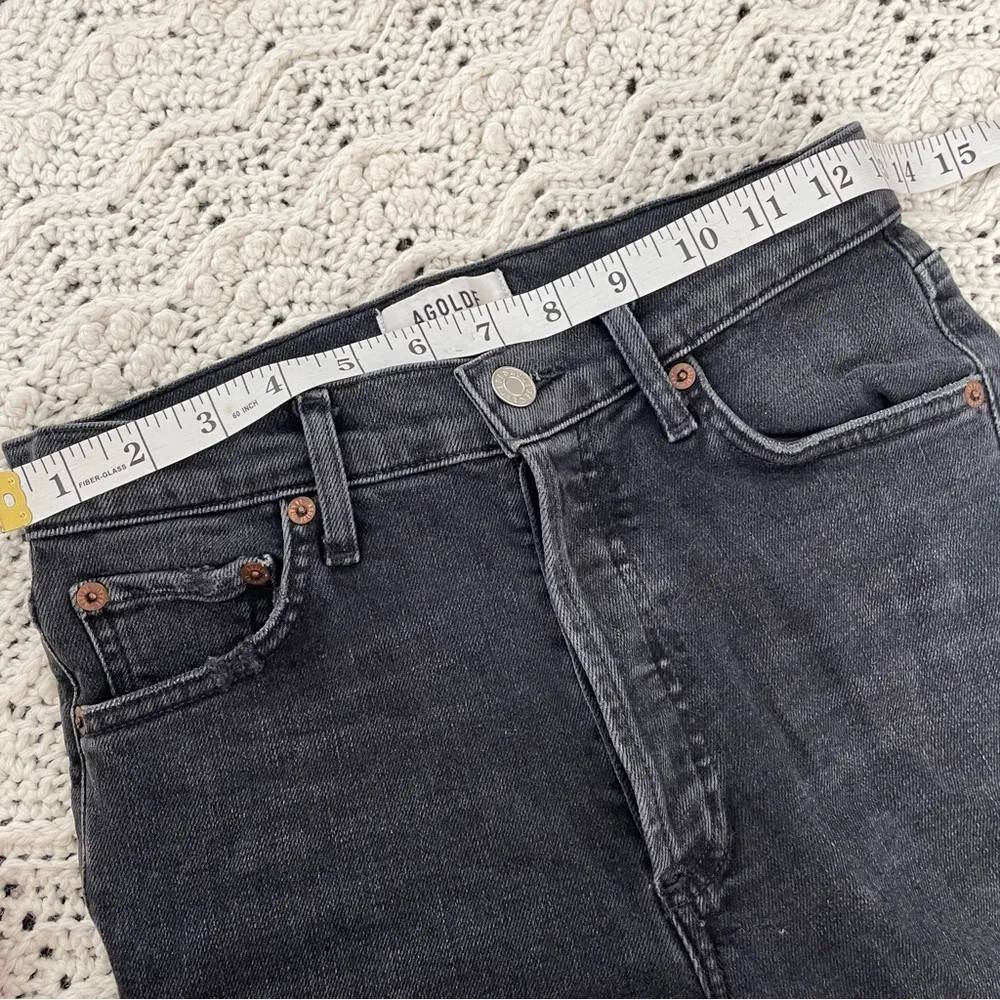 AGOLDE Nico High Rise Slim Jeans Distressed Crop Denim Black (Size 25) - Image 6