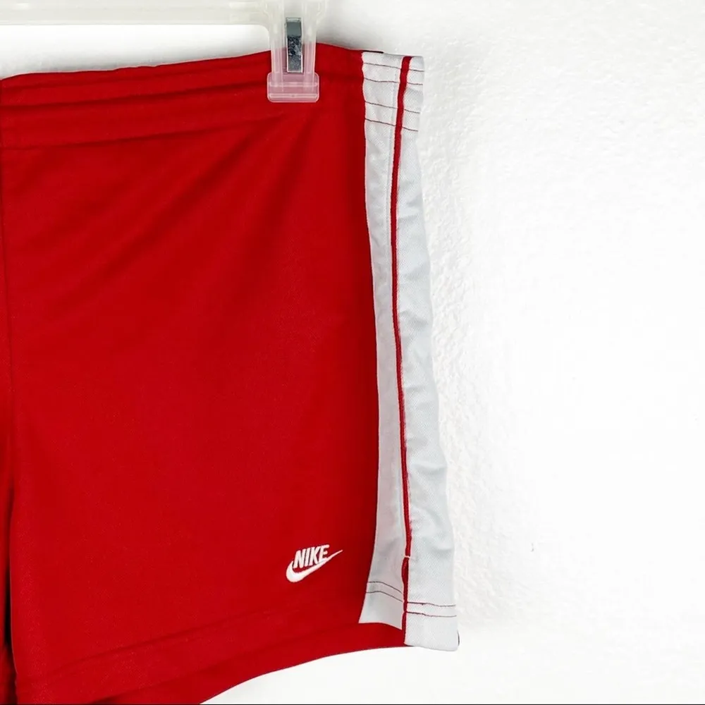 NIKE Red and White Elastic Waistband Shorts, Size Medium - Image 8