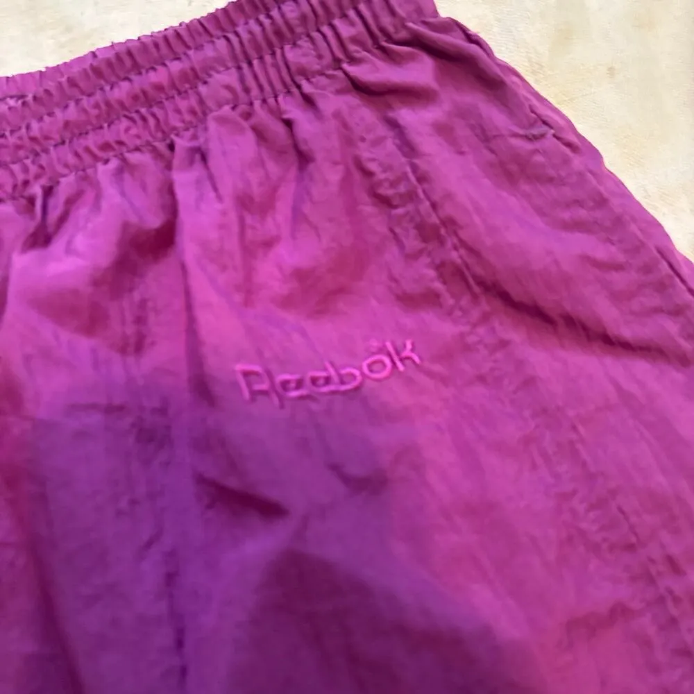 Vintage Reebok jogger pants Women nylon track Purple Y2K Size Medium - Image 4