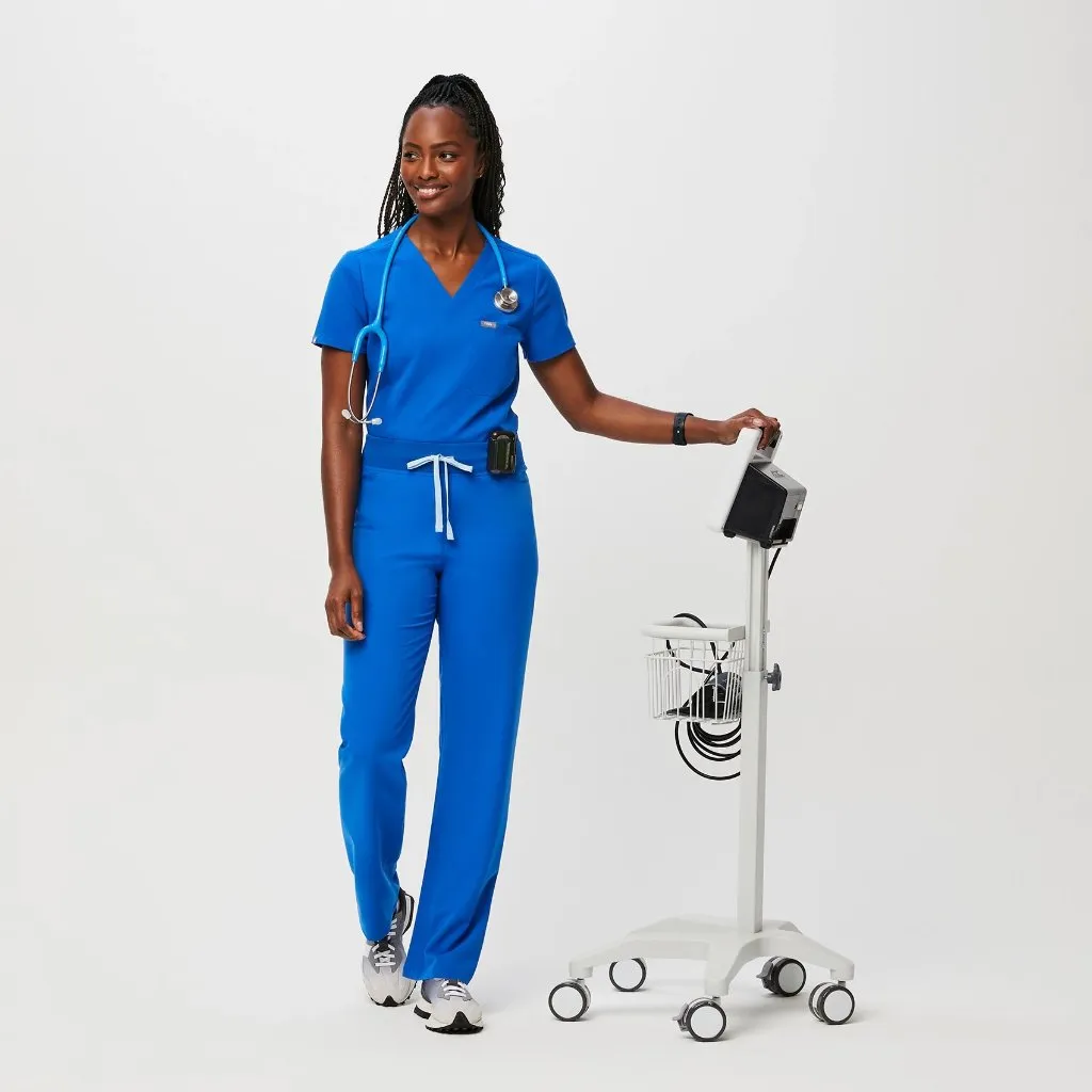 Figs High Waisted Livingston Basic Scrub Pants in Royal Blue, Size Large Tall - Image 2