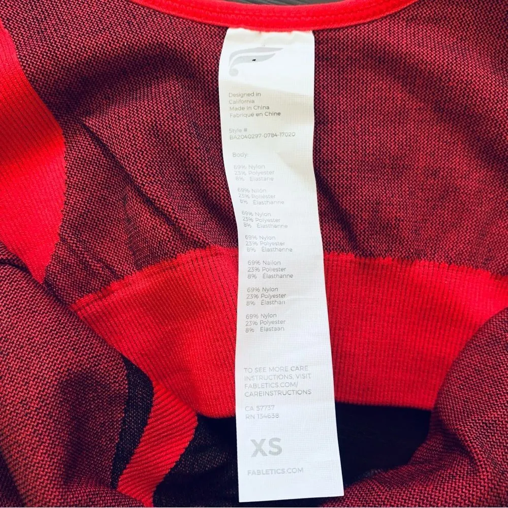 RARE Fabletics Persimmon/Black Ribbed Seamless Low Impact Sports Bra | Size: XS - Image 8