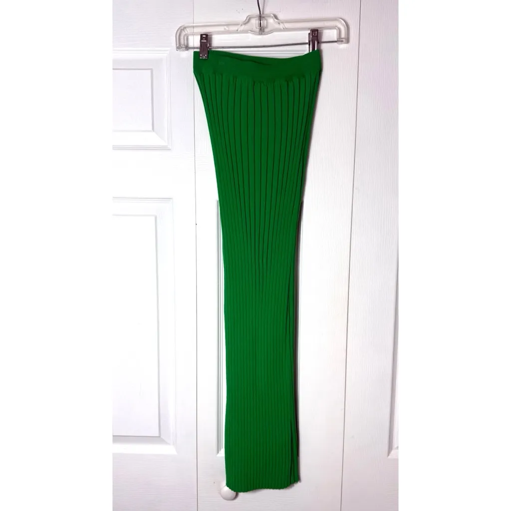 Meshki Green Crystal Stretch Ribbed Bodycon Midaxi Pencil Skirt Size XS - Image 6