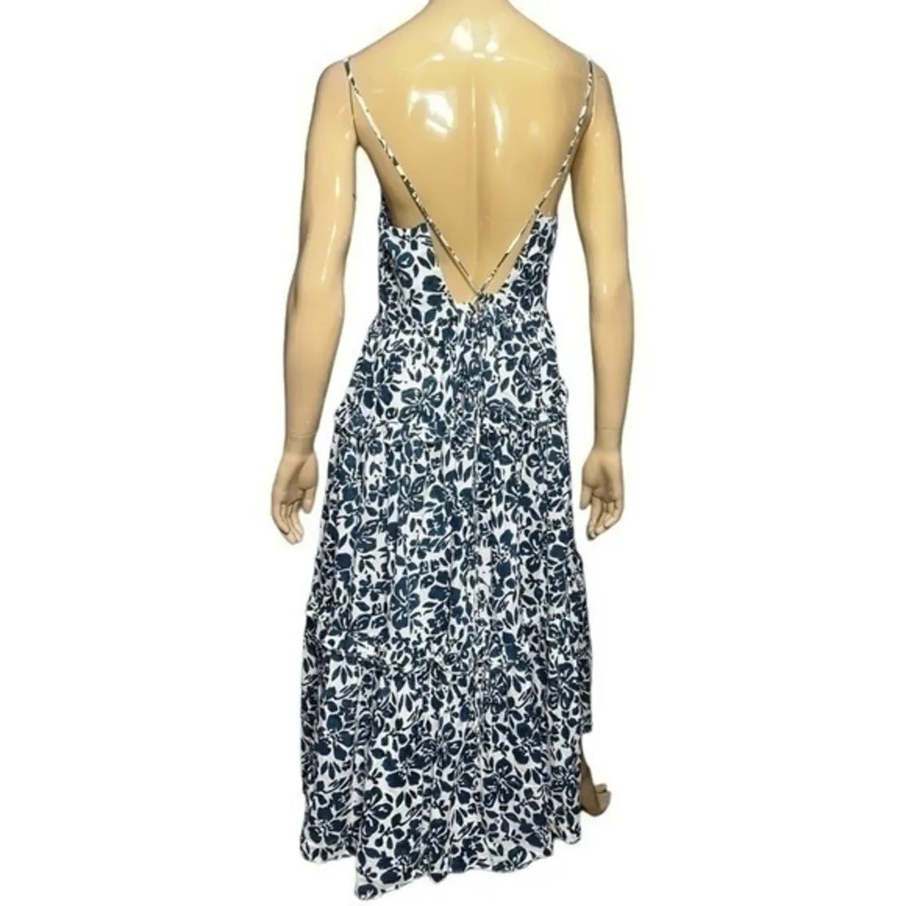 Cara Cara Women’s Size L Indigo Blue White Block Print Harbour Island Maxi Dress Size L - Image 4