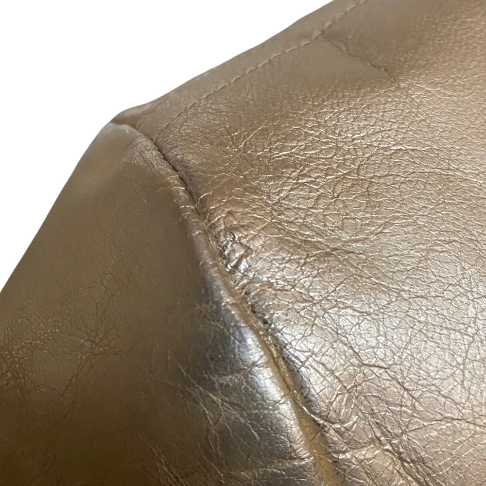 Linda Allard Ellen Tracy gold leather 8 open front jacket. - Image 5