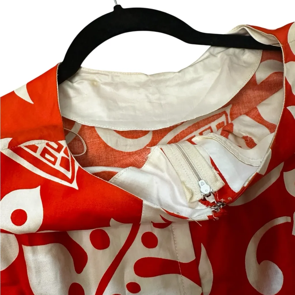 Alice Of California Vintage 60s Hawaiian Floral Maxi Dress Luau Orange Size 16 - Image 8