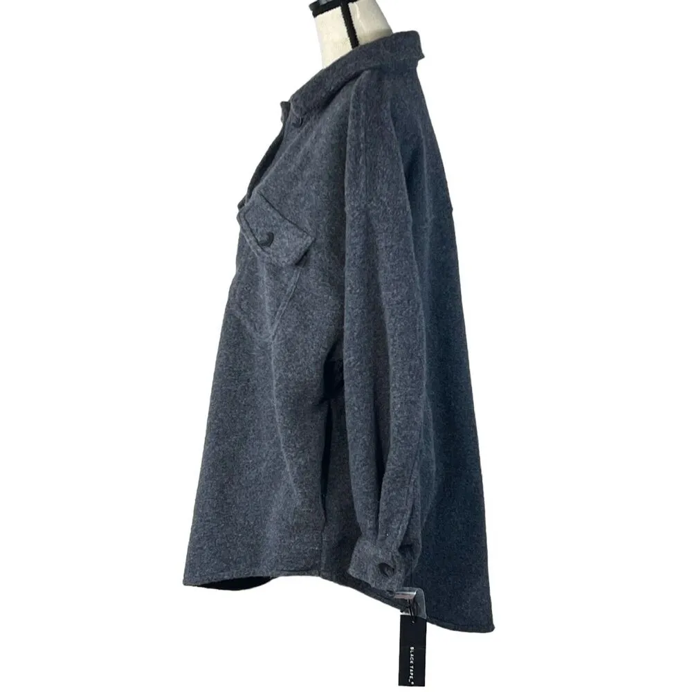 Black Tape Dex SZ X (0X) Fleece Jacket Button Up Long Sleeve Pockets Gray Womens - Image 4