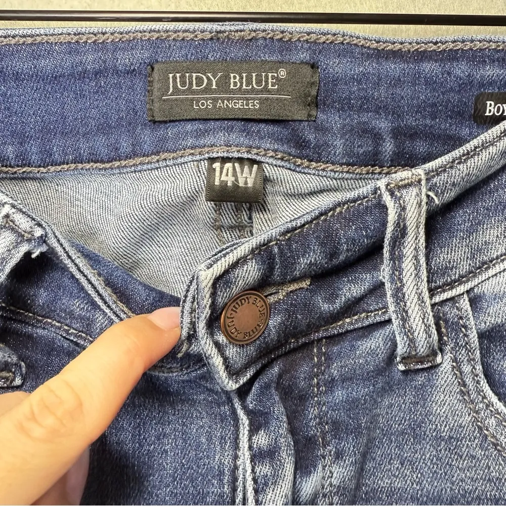 Judy Blue Womens Plus Jeans 14W Boyfriend Distressed Denim Bleached Pants - Image 7