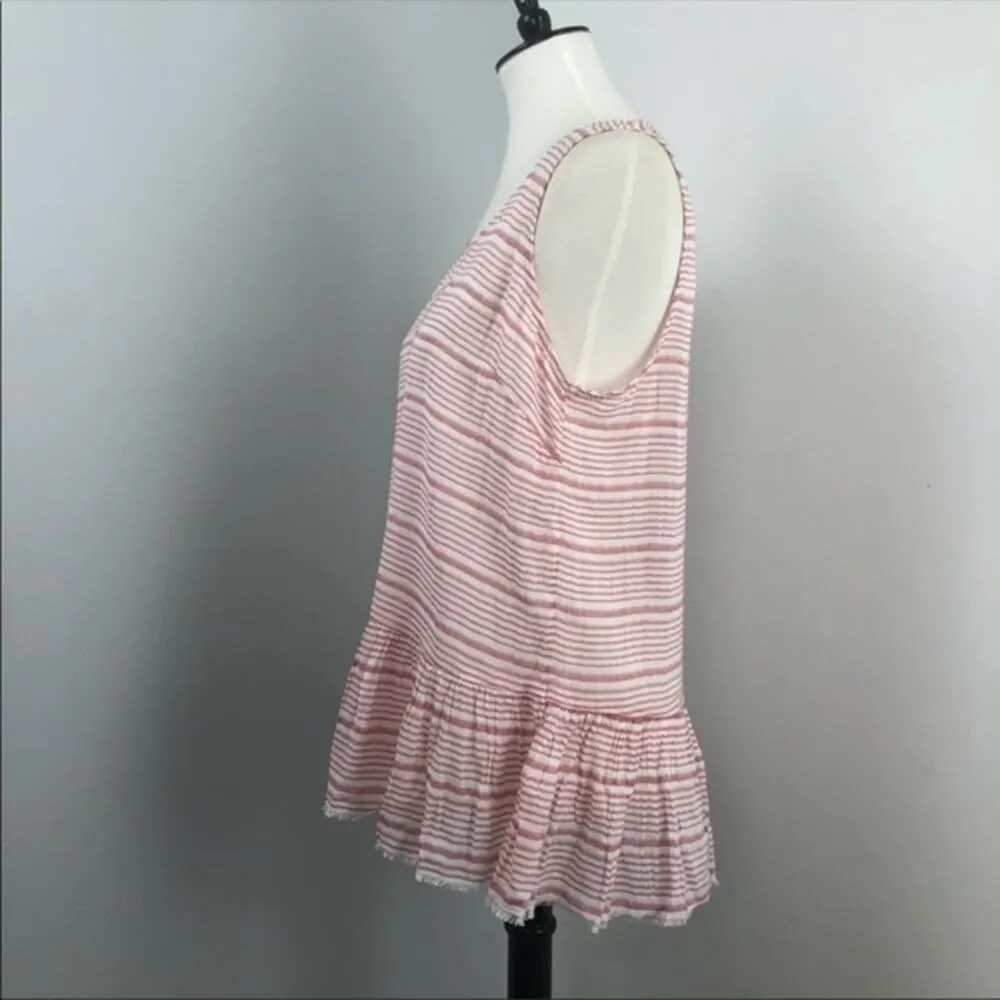 NEW Beach Lunch Lounge Striped Sleeveless Peplum Blouse Tank Top Large - Image 2