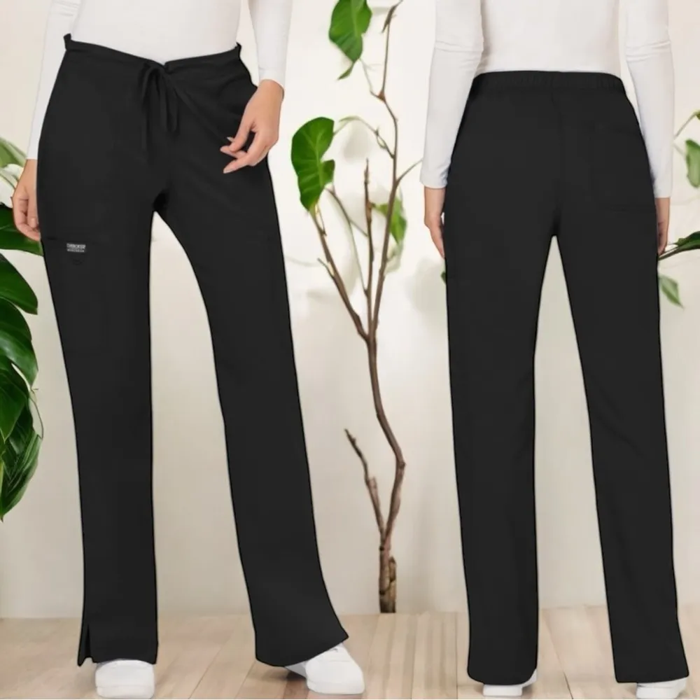 NEW Cherokee‎ Workwear Drawstring Soft Stretch Black Scrub Pants Women’s Size L - Image 2