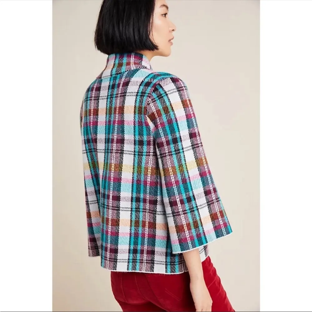 ANTHROPOLOGIE Rosetta Plaid Semi Cropped Jacket - Image 4