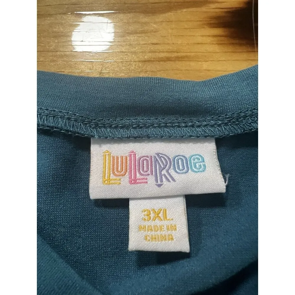 LuLaRoe Size 3XL Top V-Neck Teal ISH T-Shirt Tee Short Sleeve Loungewear Stretch - Image 5