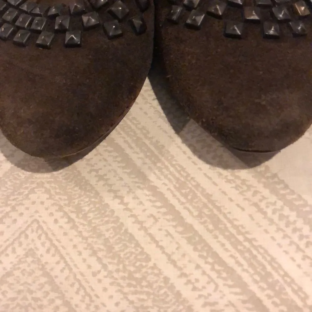 Matt Bernson Brown Suede Gold Leather Flat Shoes Size 7.5 - Image 4