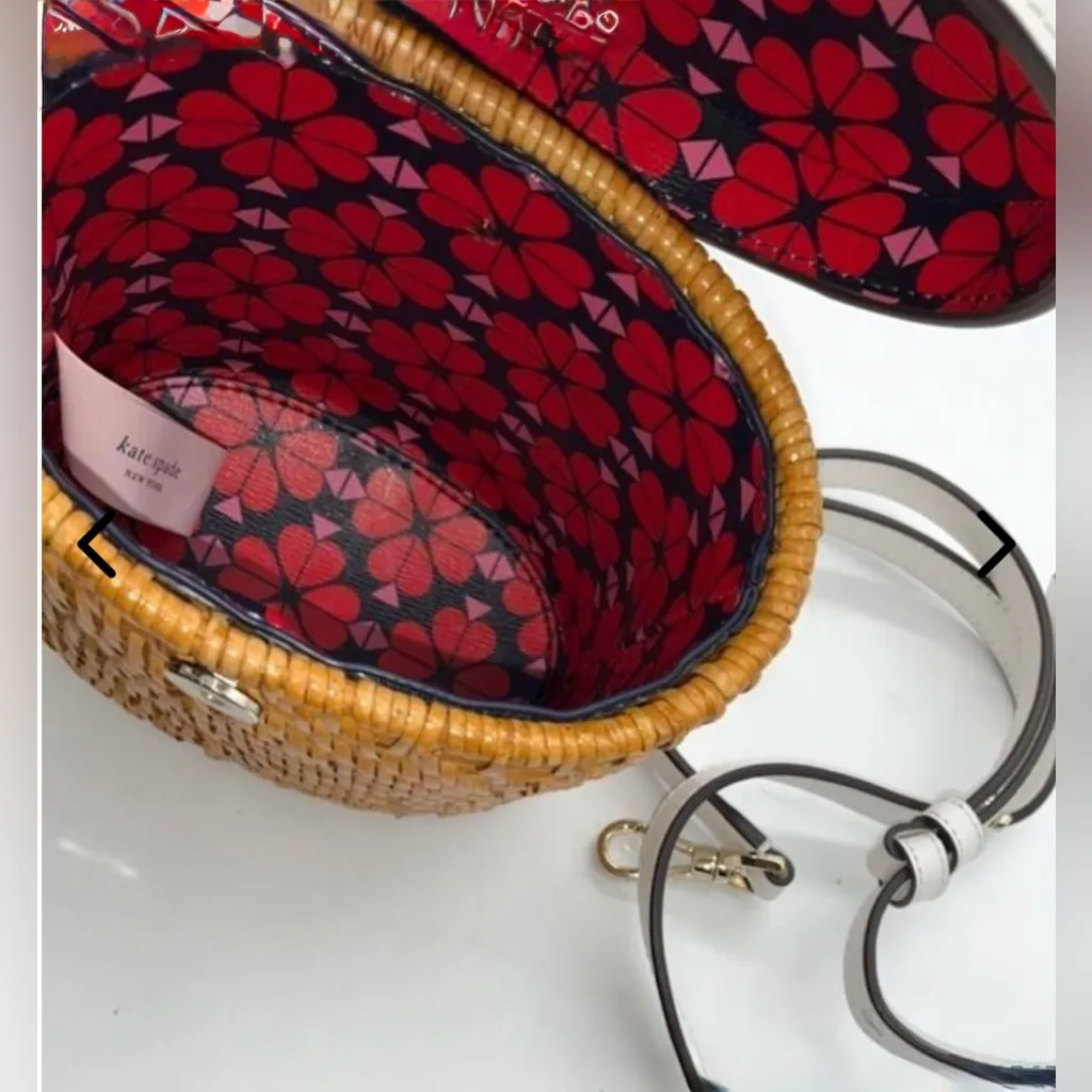 Kate♠️Spade White Mini Rose Rattan Bucket Bag - Image 5