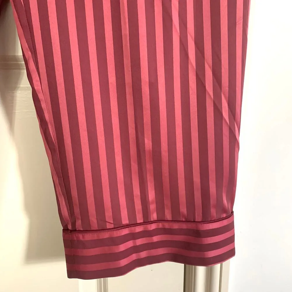 Cabernet Satin Pajama Top and Pants Set in Red Stripe Size L - Image 7