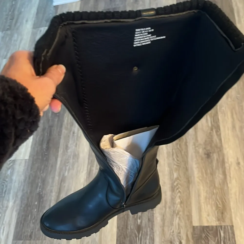 JF fold over lug sole black boots brand new size 8.5 comfort lined chunky - Image 6