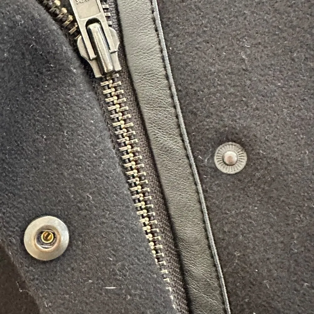 Madewell City GridCoat Black Wool Blend Cold Weather Coat Asymmetric Zipper Sz 2 - Image 7