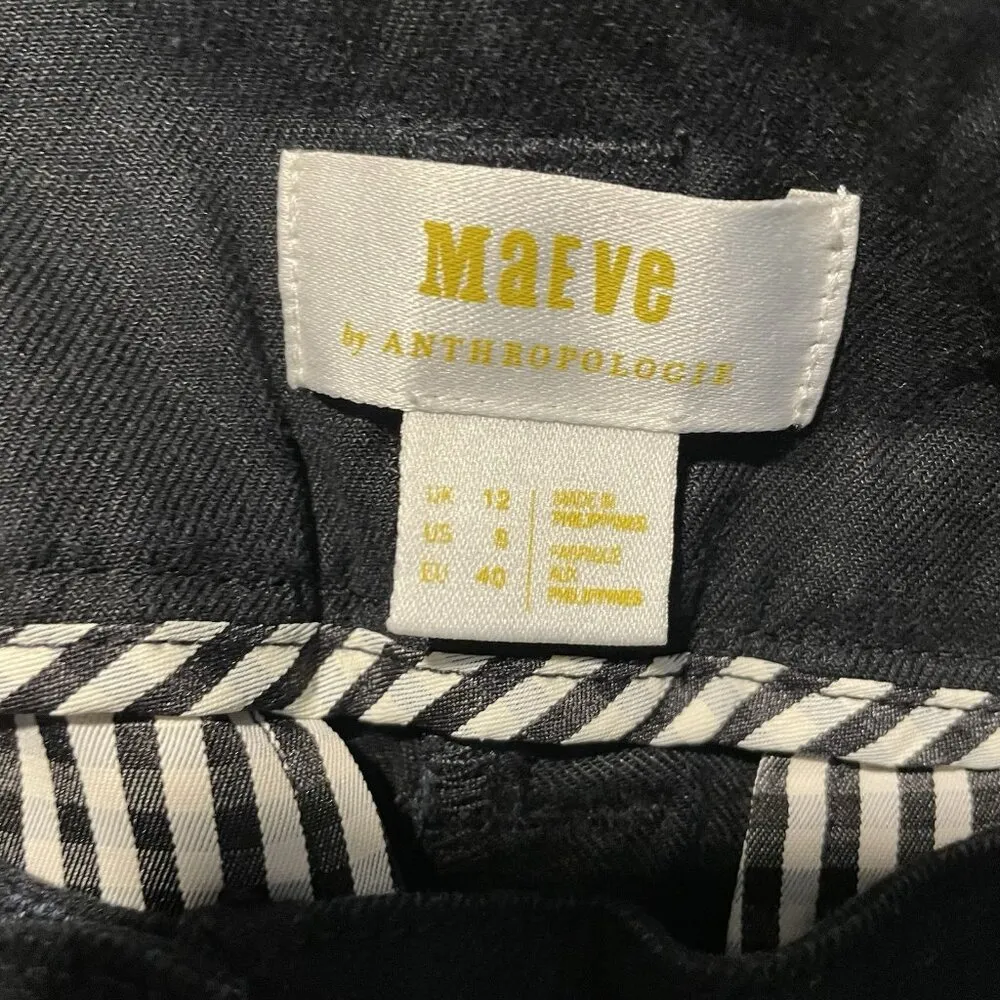 Maeve Anthropologie Pants Womens 12 Wide Leg Black Flare High Rise Metallic - Image 2