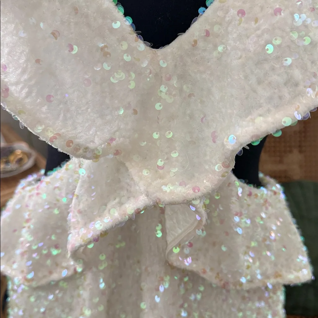 Show Me Your MuMu Zoey White Sparkling Iridescent Sequin Open Back Mini Dress - Image 4
