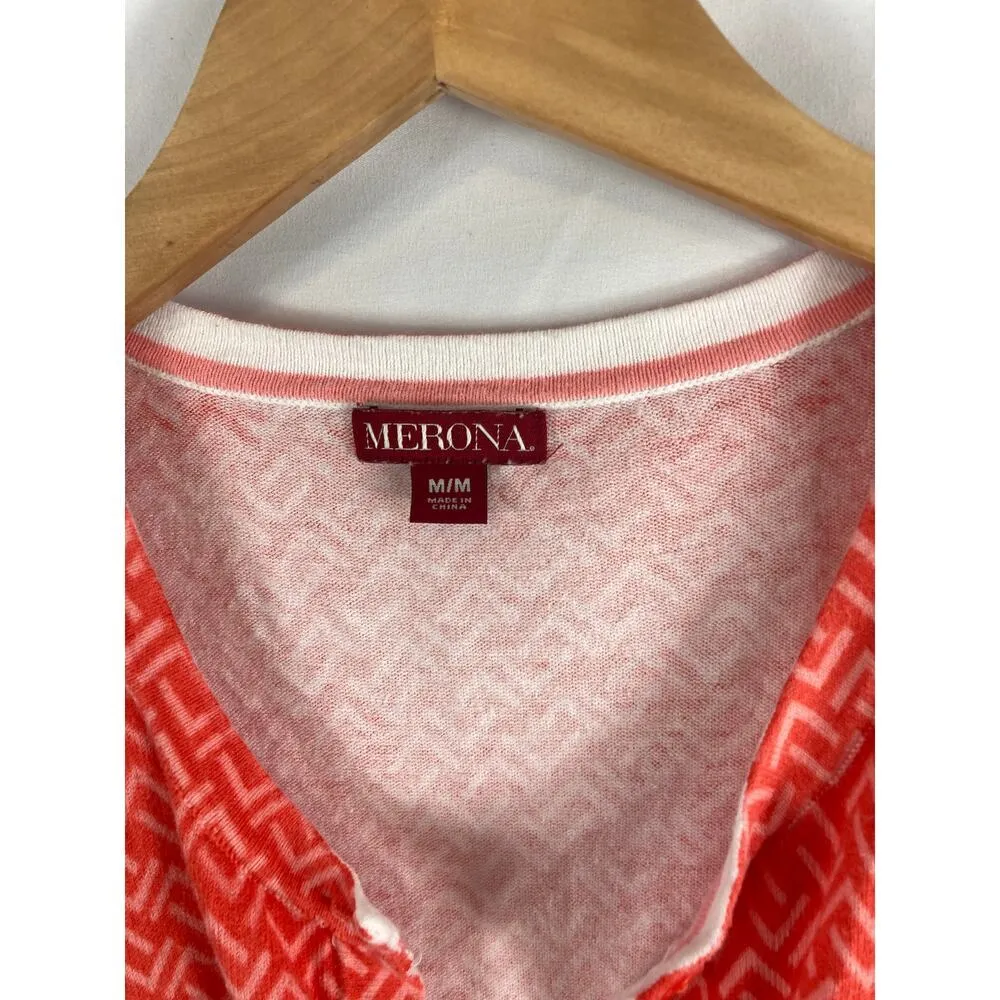 Merona Coral Pattern Button Up Cardigan M - Image 2