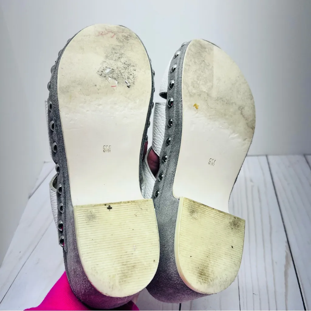 Jeffrey Campbell Timara White Leather Clogs with Stud Detail Size 9 - Image 10