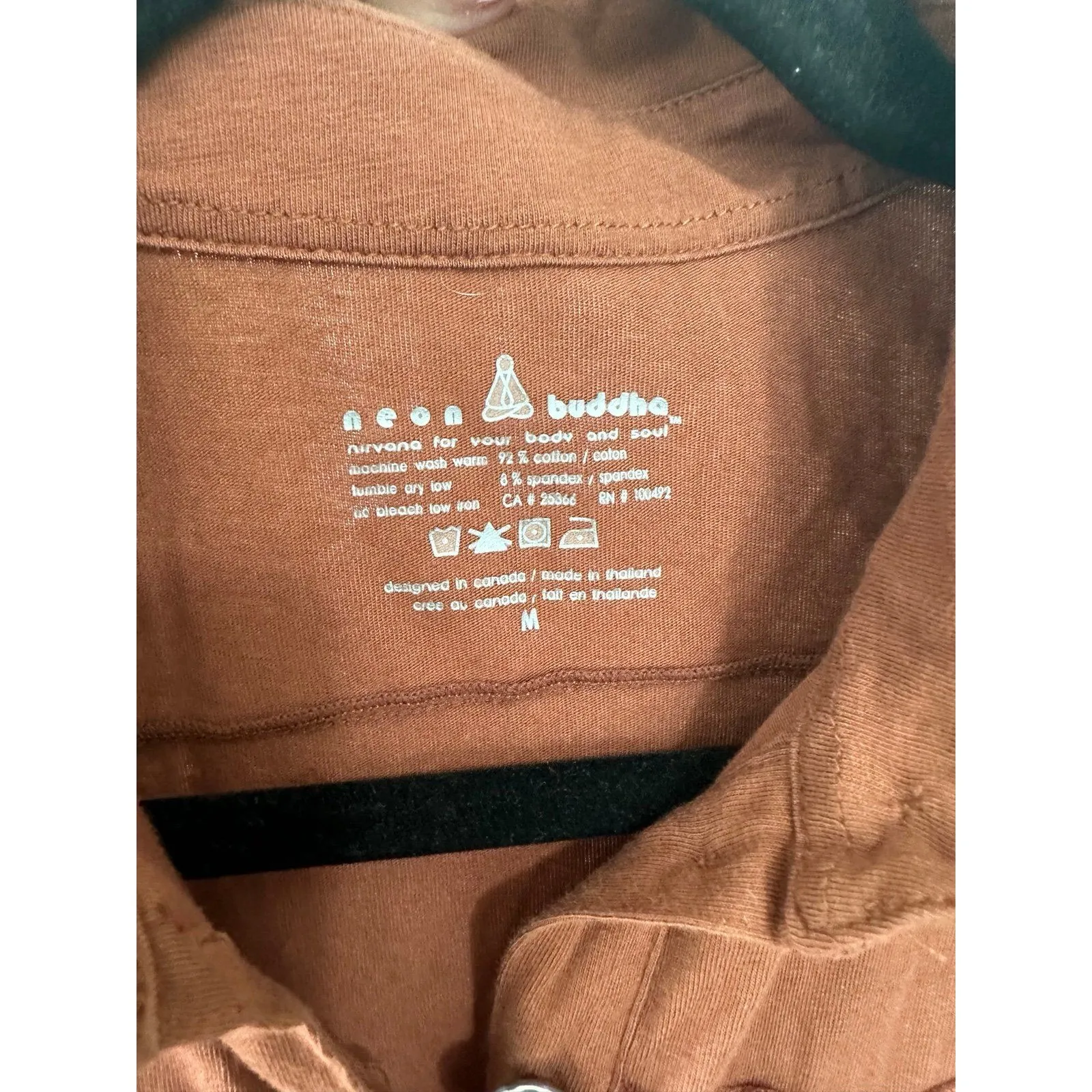 Neon Buddha Brown Ruffle Trim Novelty Media Metal Buttons A Line Tunic Top M Size M - Image 5