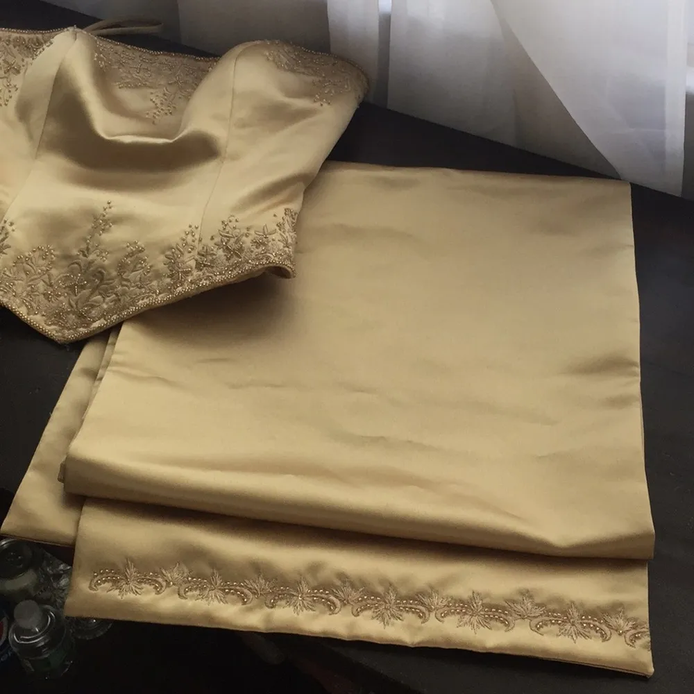 2 piece beaded gown with matching scarf Gold - Image 7