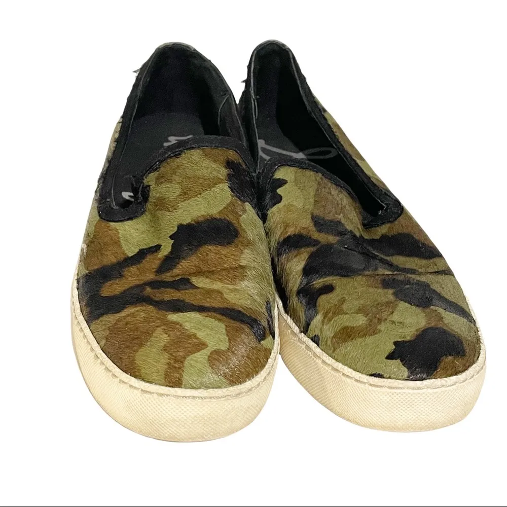 Sam Edelman Size 8.5 Green Fur Camouflage Low Top Slip on Sneaker - Image 2