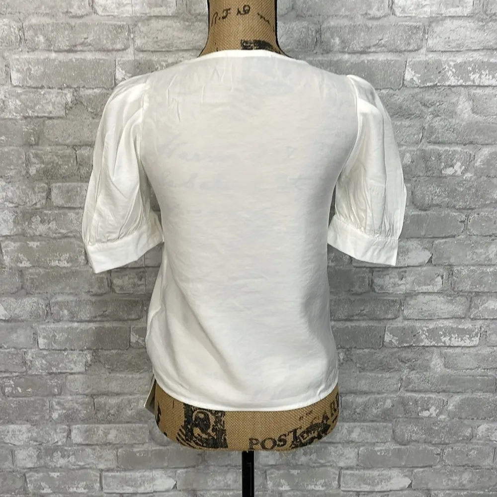 J.ing Pearl Button Tie Blouse White - Image 3