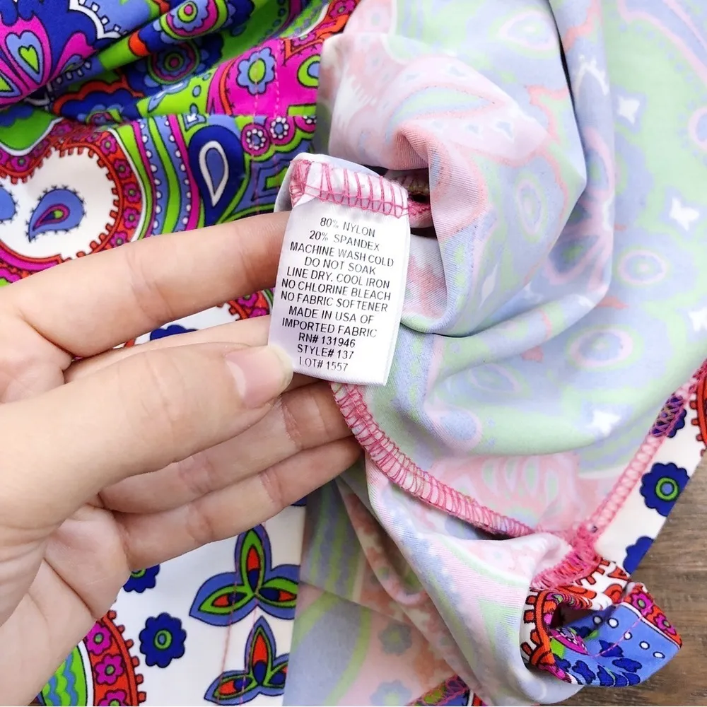 Jude Connally • Mary Pat Dress sleeveless mini sheath paisley bright pink green Size XS - Image 7