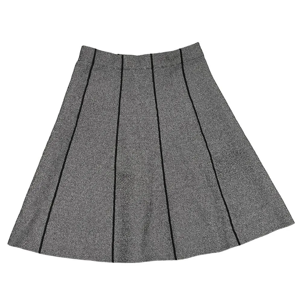 Zara Basic Black Tweed Striped High Waisted Pleated A Line Mini Skirt Size XS - Image 4