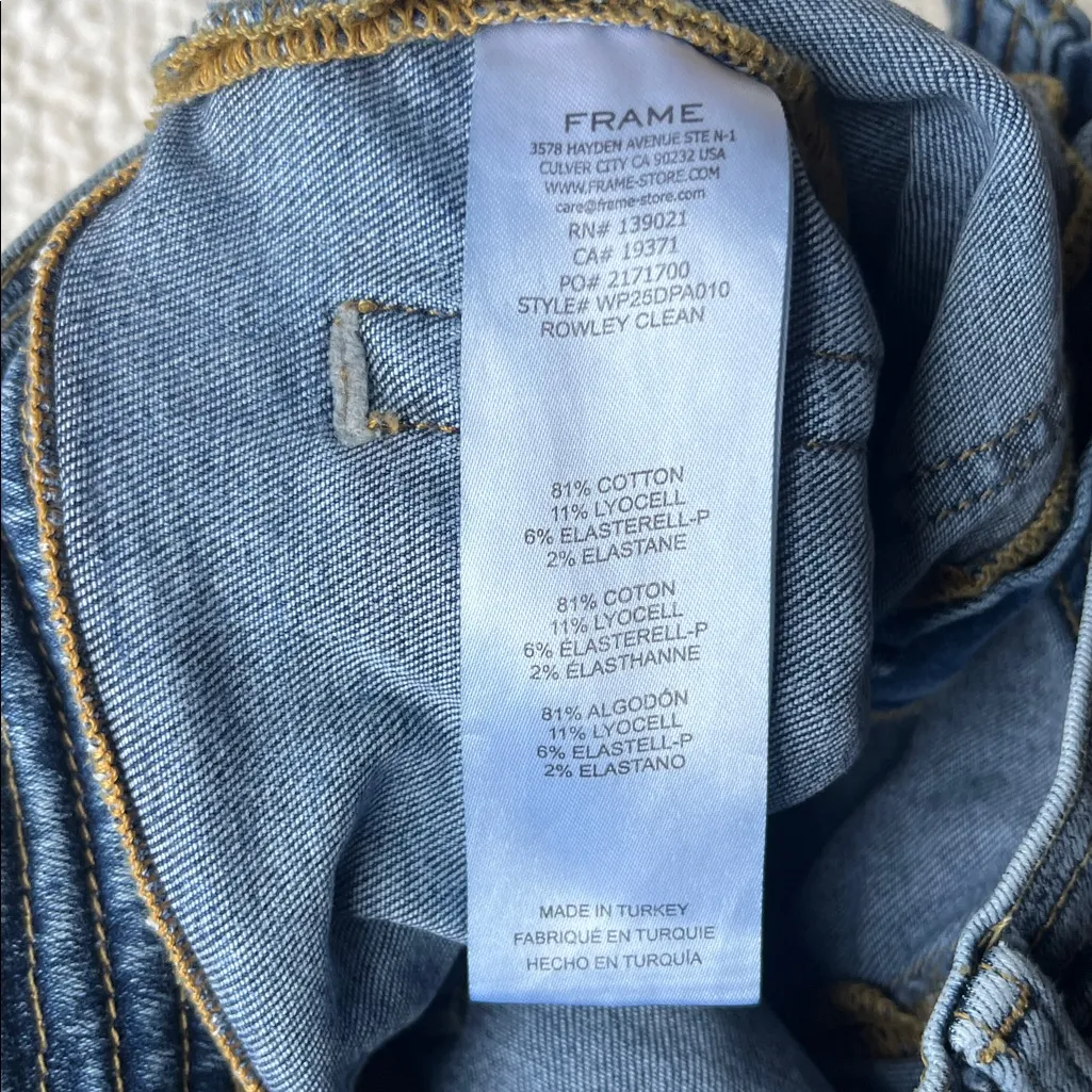 Frame Trapunto Wide Straight Leg Jean Rowley Clean Blue 27 - Image 8