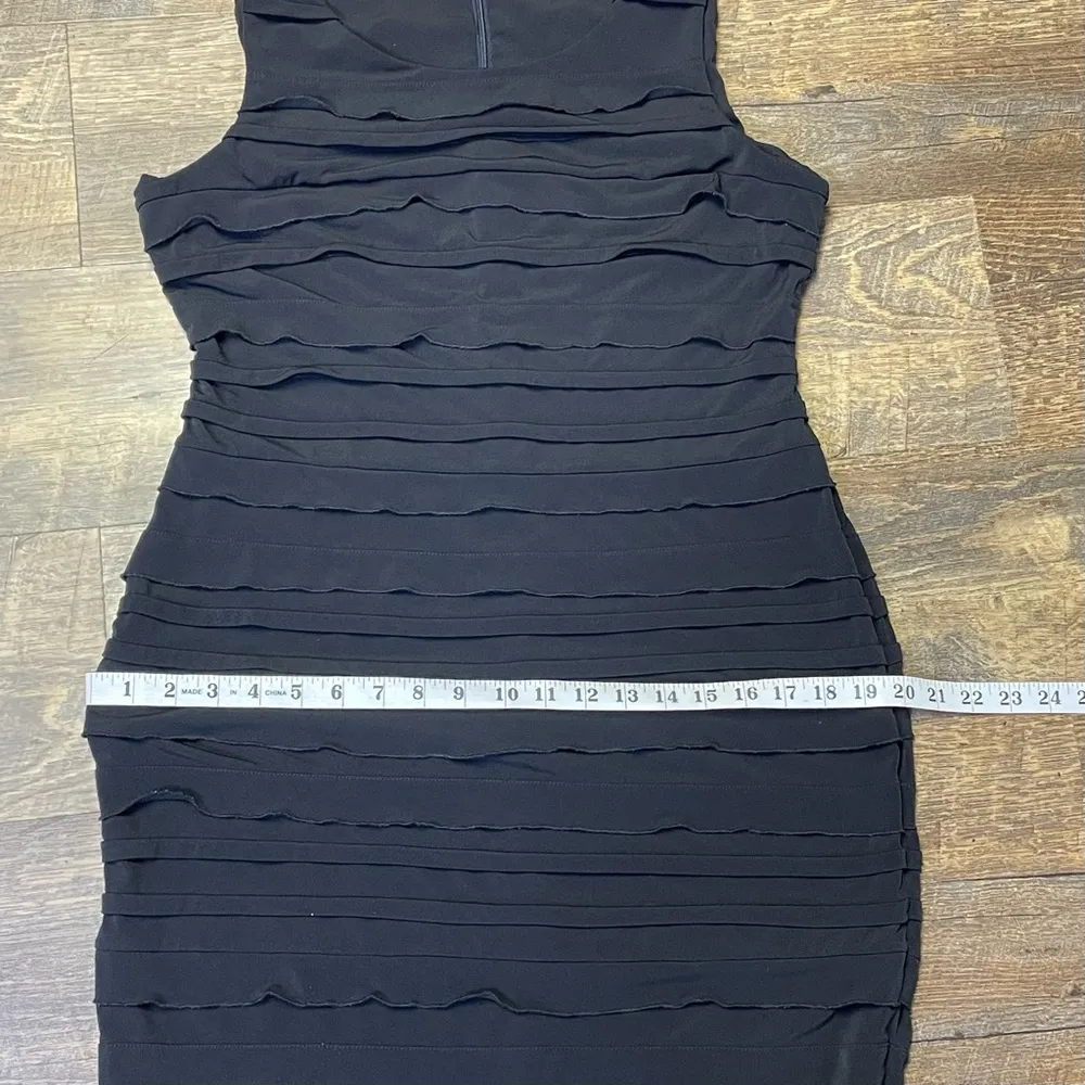Black Tier Ruffled Knee-Length Sheath Dress Womens 12P Sleeveless - Image 8