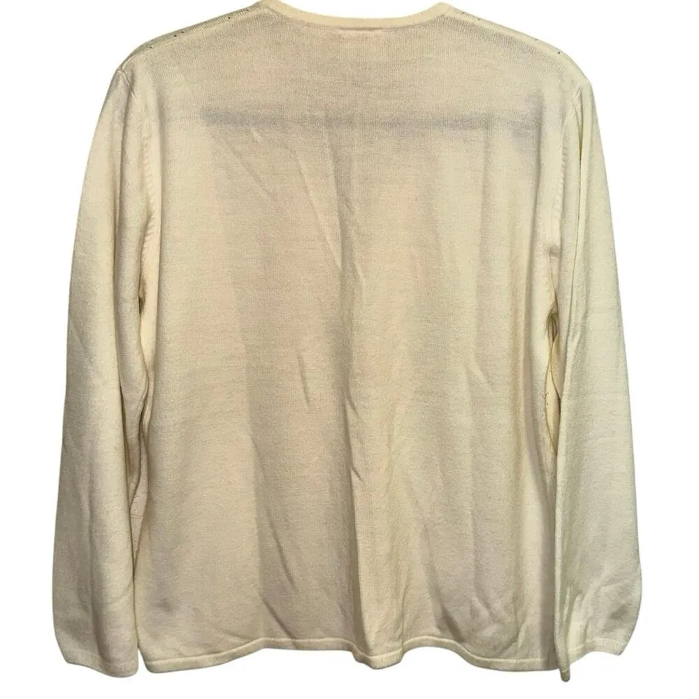 Koret Petite Cream Soft Button Front Cardigan with Pearls Size undefined - Image 2