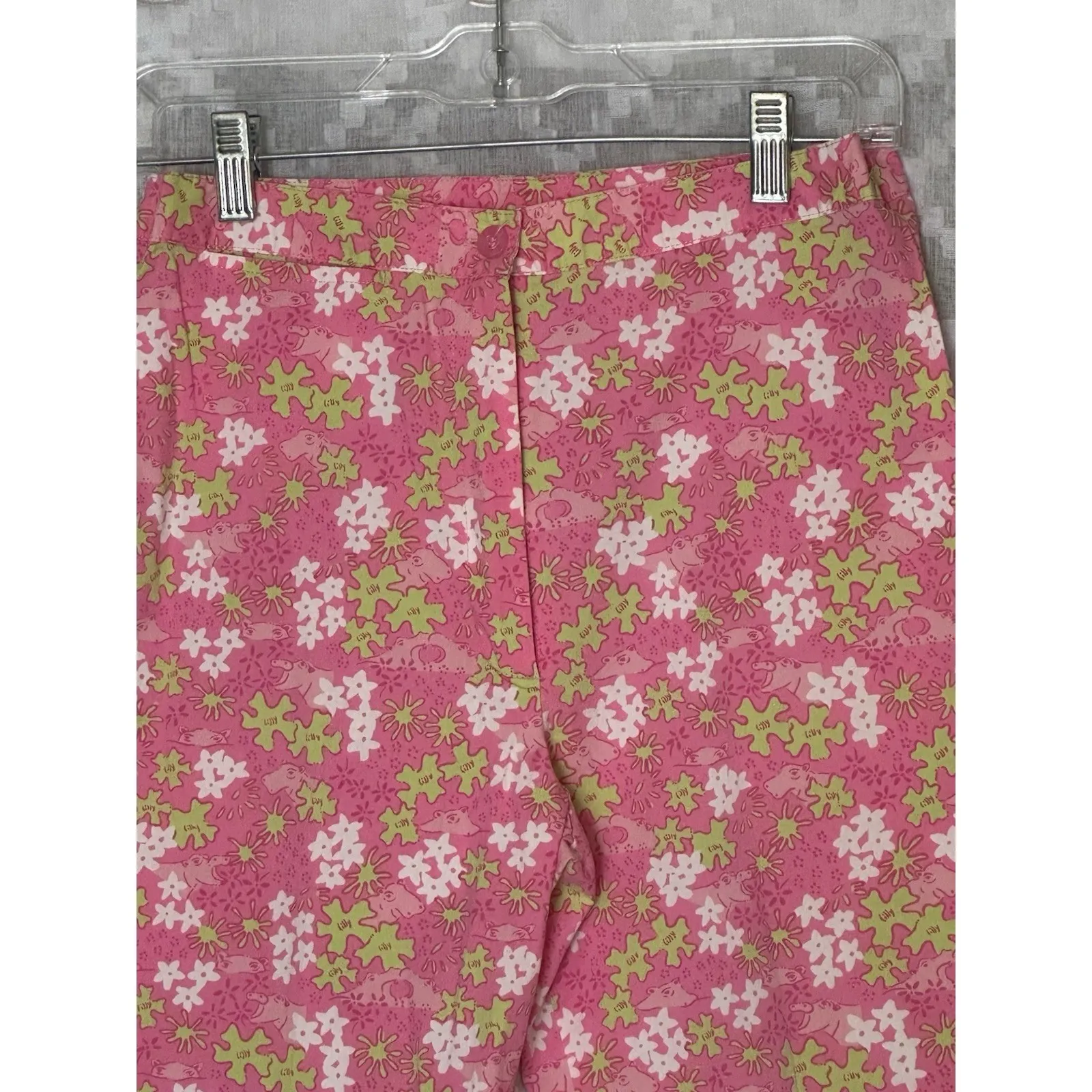 Vintage Lilly Pulitzer Capri Pants Womens 2 Stretch Happy Hippos Resortwear - Image 2